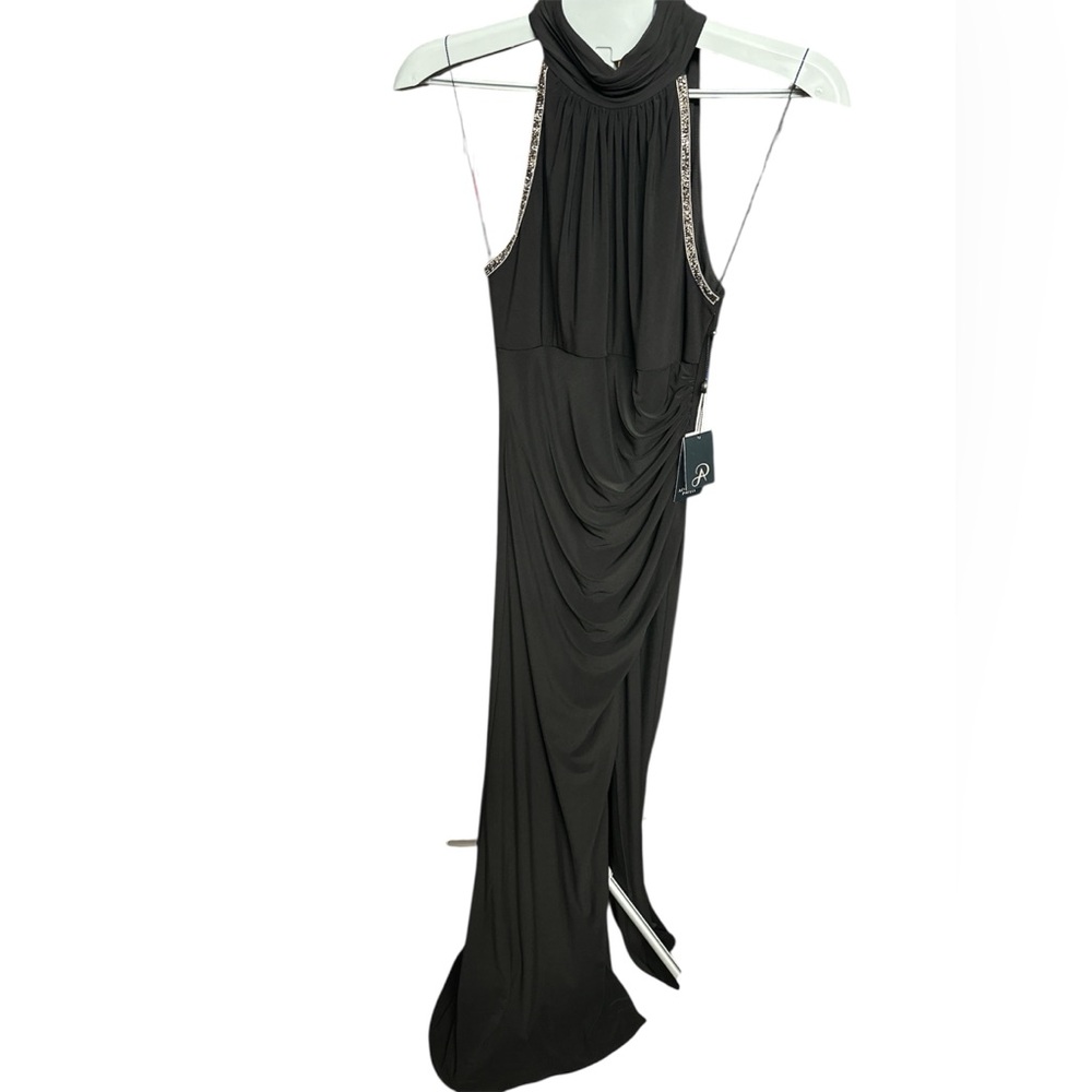Adrianna Papell Black Draped Backless Dress